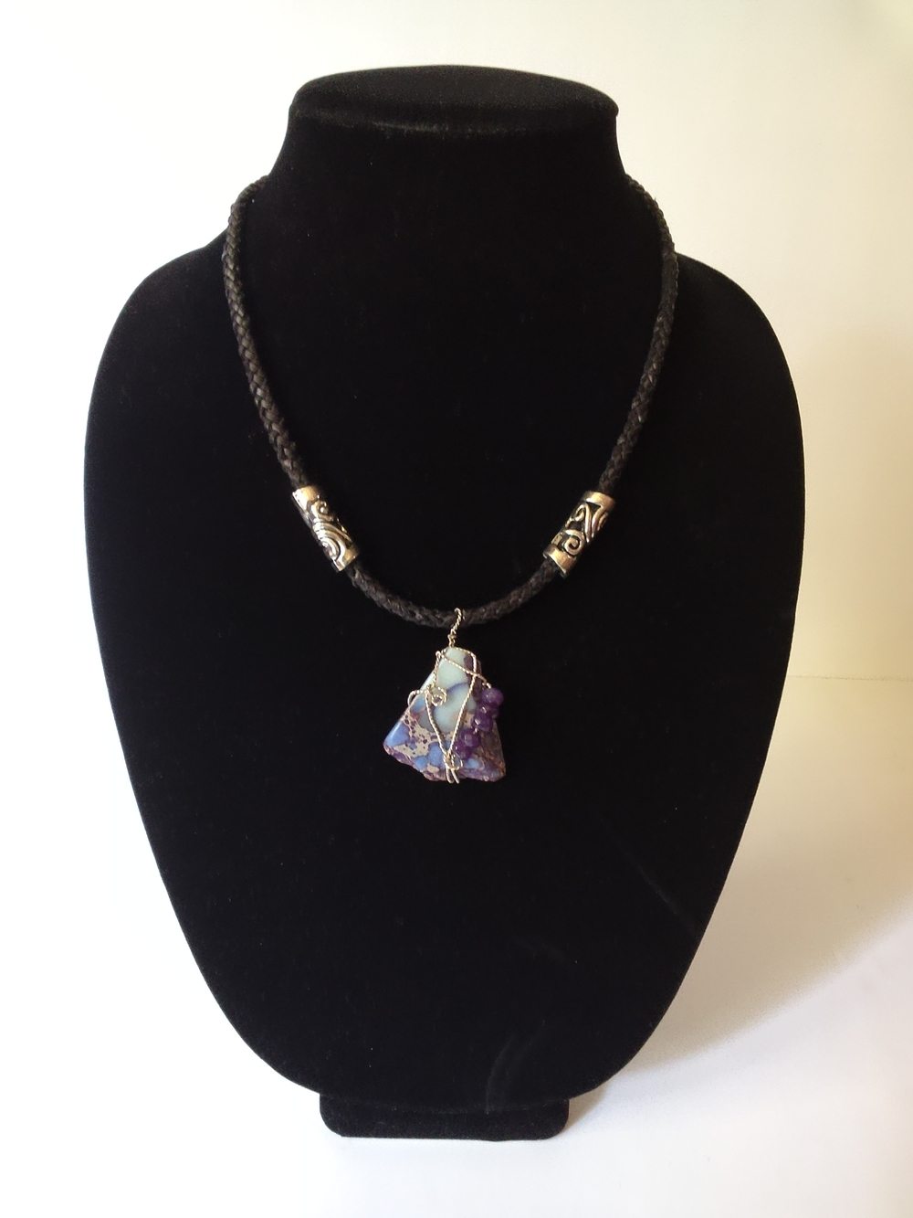 Handmade Purple & Blue Stone Pendant Necklace - Women Jewelry